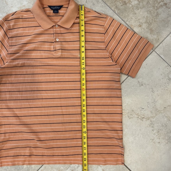 Brooks Brothers Performance Knit Shirt Men's XL Orange Stripe Short Sleeve Polo - Picture 5 of 8